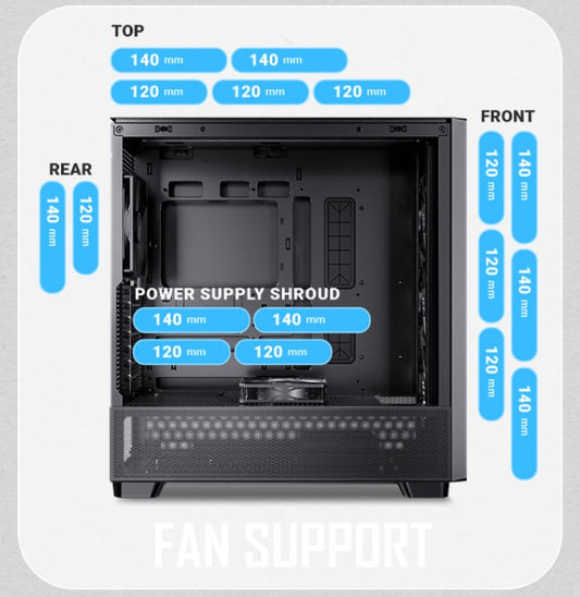 Antec Flux ATX, Black Premium Walnut Trim, 5x Black PWM Performance Fans. Ultra image 1