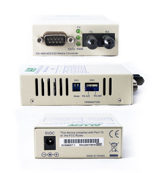 Alloy SCR460ST-1 RS-232/422/485 Serial DB-9 to Multimode Fibre Converter. Max. image 1