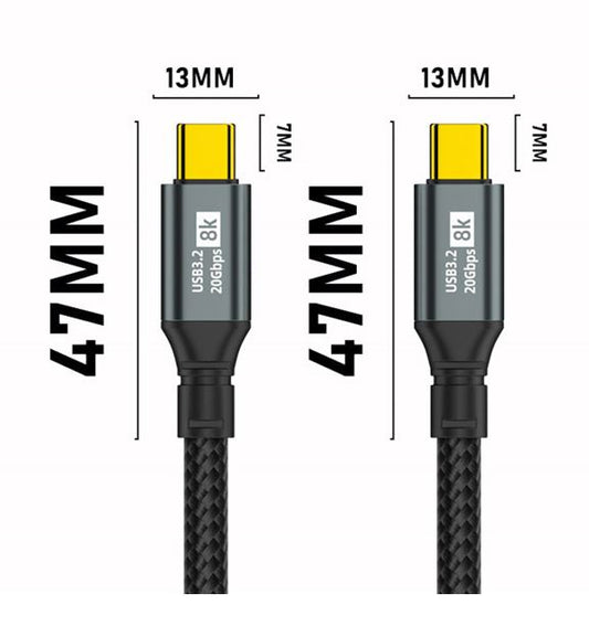 Oxhorn USB 3.2 Gen 2×2 2m USB-C to USB-C 20Gbps 8K@60Hz 20V 100W E-Marker Chip image 1