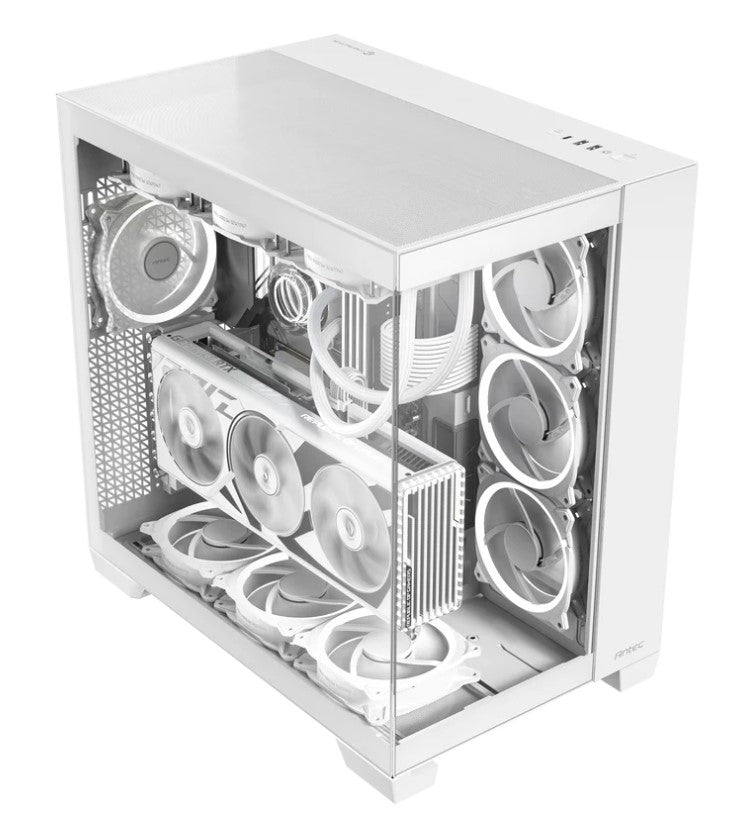 Antec C8 Aluminum White E-ATX Seamless Edge View Front and Side, USB-C, 4mm Temp image 0