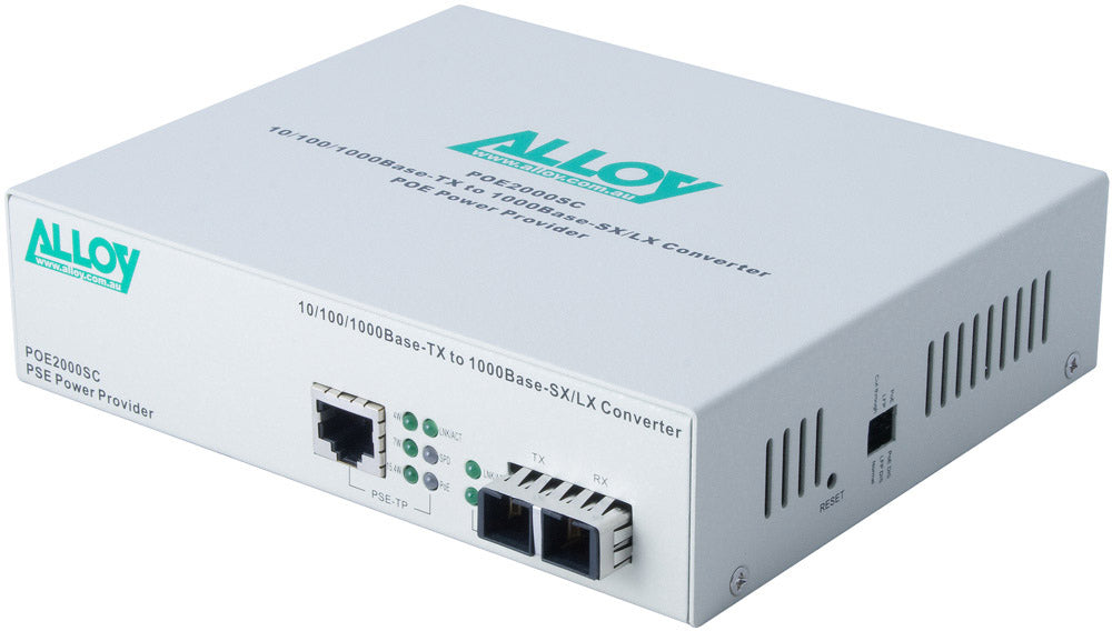 Alloy POE3000ST 10/100/1000Base-T PoE+ RJ-45 to 1000Base-SX Multimode (ST) Conve image 0