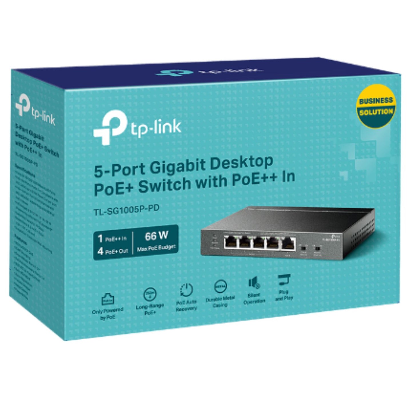 TP-Link TL-SG1005P-PD 5-Port Gigabit Desktop PoE+ Switch with 1-Port PoE++ In an image 2