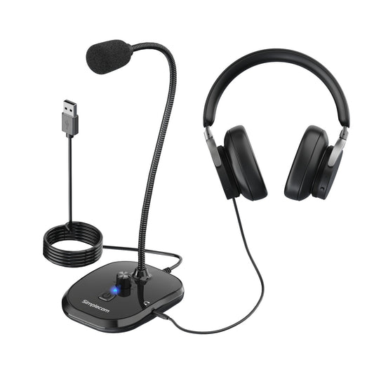 Simplecom UM360 Plug and Play USB Desktop Microphone with Headphone Jack image 1