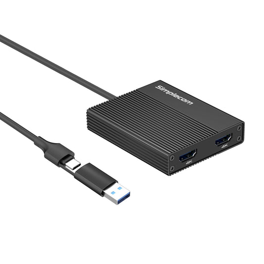 Simplecom DA369 USB 3.0 or USB-C to Dual 4K HDMI 2.0 Display Adapter for 2x 4K@6 image 1