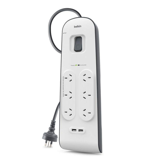 Belkin BSV604 6-Outlet 2-Meter Surge Protection Strip with two 2.4 amp USB charg image 1