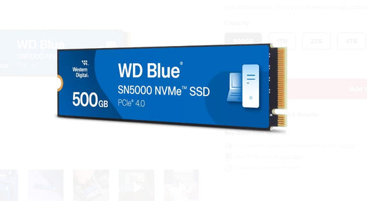 Western Digital WD Blue SN5000 NVMeβ’ 500GB SSD M.2 2280, 5,000MB/s R 4,000MB/s image 1