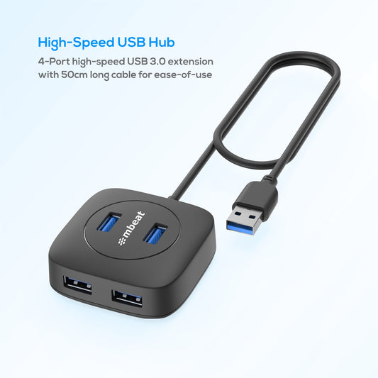 mbeat® 4-Port USB 3.0 Hub - High Speed Data Transfer image 1