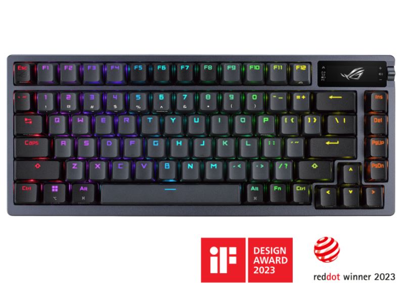 ASUS ROG AZOTH/NXSW/PBT (Snow Switch) Gaming Keyboard, OLED Display, NX Snow Sw image 0