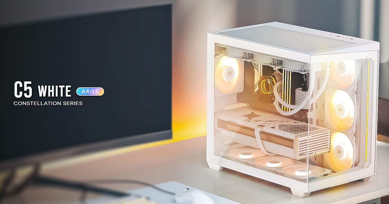 Antec C5 ARGB ATX, mATX Seamless Edge to Edge, White , 270 degrees, 7x ARGB + PW image 0