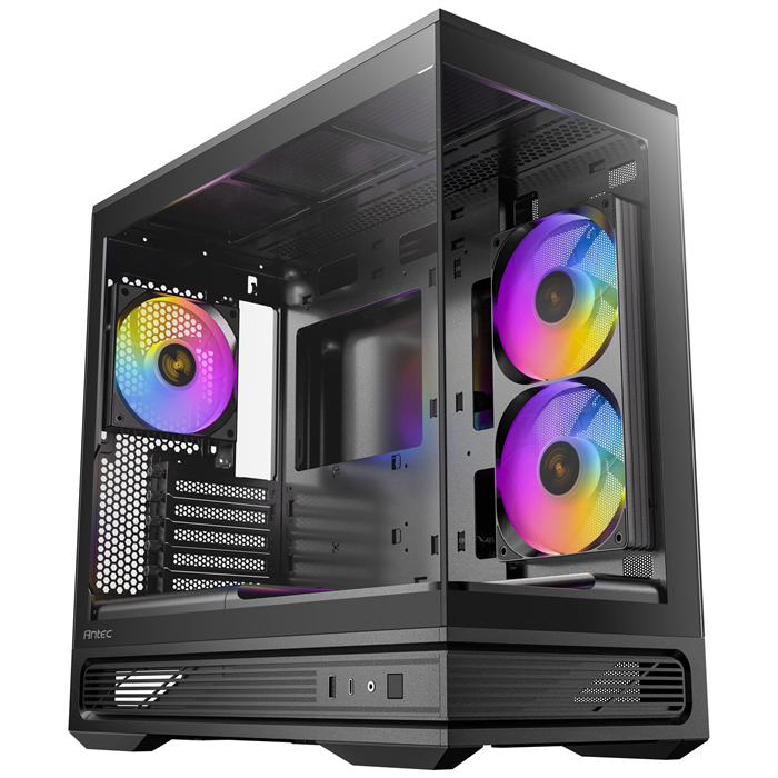 Antec C2M ARGB - Black, Micro-ATX/ITX, steel/glass, 5 slots, 415mm GPU, 165mm CPU, 240mm ARGB fan, USB-C 10Gbps