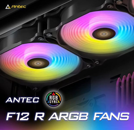 Antec F12 Racing ARGB PWM Full Spectrum ARGB lighting and efficient cooling. Visual appealing and Heat dissipation, Hydraulic Bearing 120mm Case Fan