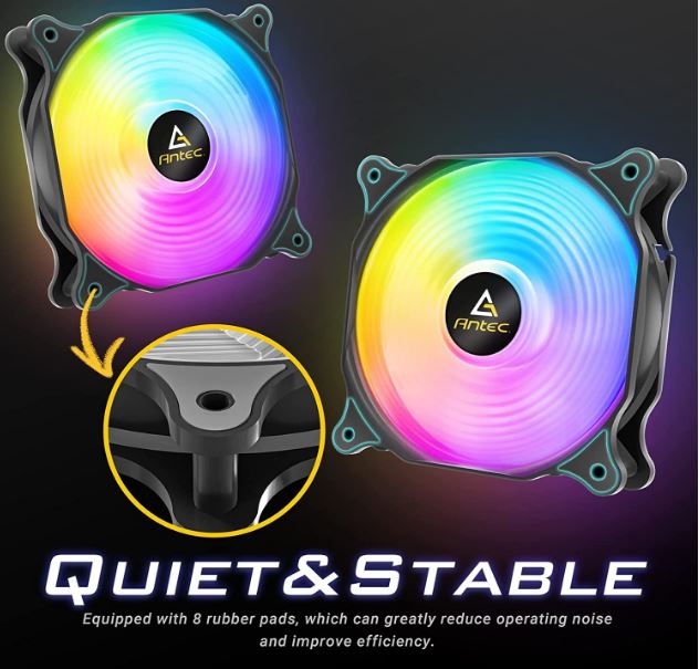 Antec F12 Racing ARGB 3 Pack w/ ARGB and PWM Controller. Full Spectrum ARGB lighting and efficient cooling. Visual appealing 120mm x 3 Case Fan.(LS)