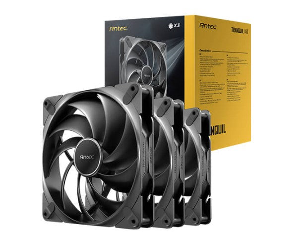 Antec Tranquil140, PWM, 2000RPM, 59.23CFM, 2.46mmHâ‚‚O, 4 Pin PWM Connector, 140mm x 25mm Performance case Fan, Tranquil Series 3 Pack(LS)