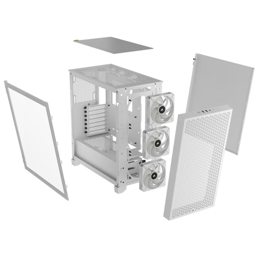 Corsair 3000D RGB AIRFLOW Mid-Tower PC Case - White, ATX, 360 GPU, 170 CPU cooler, 220 PSU, 3x AR120 RGB, 2x USB-A Gen 1