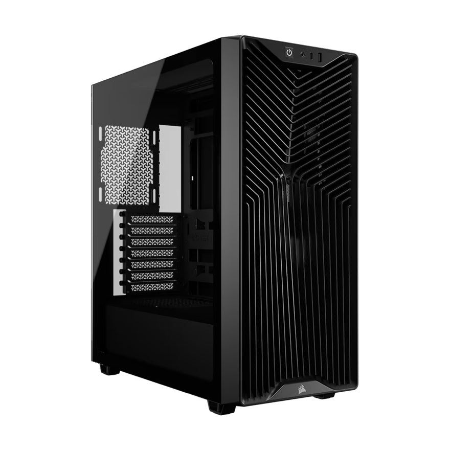 Corsair 3200D RS Mid-Tower PC Case - Black, ATX mATX ITX, TG panel, 400mm GPU, 165mm CPU, 360mm rad, USB-C, 7 slots, 2x2.5 1x3.5, 2yr wty, steel TG