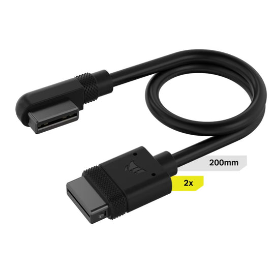 Corsair iCUE LINK Cable, 2x 200mm with Straight/Slim 90Β° connectors, Black