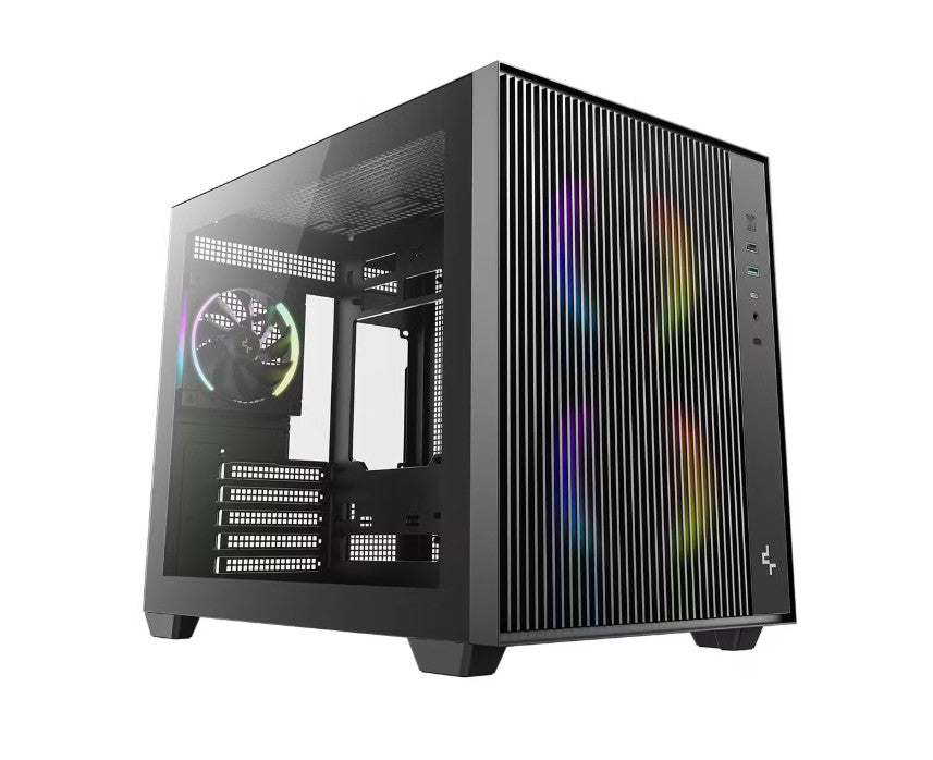 DeepCool CG330 MESH 3F High Airflow Dual Chamber Micro ATX Case, 3 Pre-Installed Fans, USB3.0 x1,USB2.0 x1,Type-C x1,Audio x1