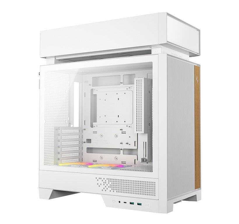 DeepCool CL660 White Innovative Compartmentalized Optimized ATX Case Pre-installed Dual ARGB Fans, Build-in Atmosphere