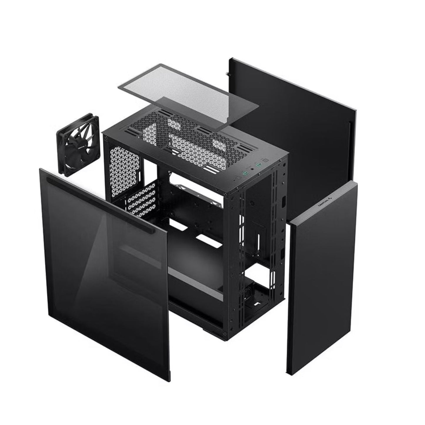 DeepCool MACUBE 110 Black Minimalistic Micro-ATX Case, Magnetic Tempered Glass Panel, Removable Drive Cage, Adjustable GPU Holder, 1xPreinstalled Fan