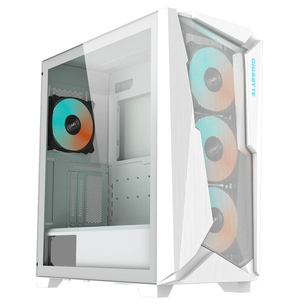 (LS) Gigabyte C301 RGB Tempered Glass E-ATX White Mid Tower Gaming Chassis 2x3.5' 2x2.5' 2xUSB3.0 Detachable Dust Filter Liquid Cooling PSU ATX
