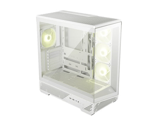 MSI MAG PANO 130R PZ -WHITE – ATX/mATX/ITX, 400mm GPU, 165mm CPU, 7 slots, 6×120mm, 360 rad top/side, 2×USB-A, 1×USB-C 20Gbps, 460×232×490mm, 8.37kg