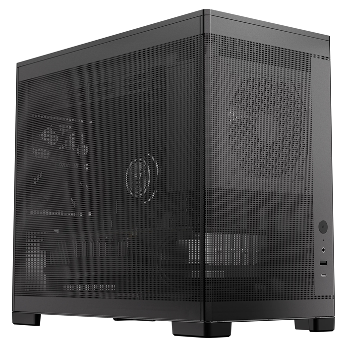OKINOS Mini Art 4 - Black, Mini Tower, Micro-ATX/ITX, Mesh Panels, USB-C 10Gbps, 3 Fans, 240mm Radiator, 330mm GPU Clearance