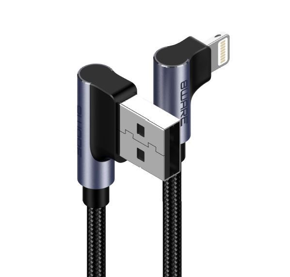 8Ware Premium 1m Apple Certified 90 Degree Angle USB A to Lightning Data Sync Fast Charging Cable for iPhone 12 X XS XR Max 8 iPad Air Retail ~CB8W-I