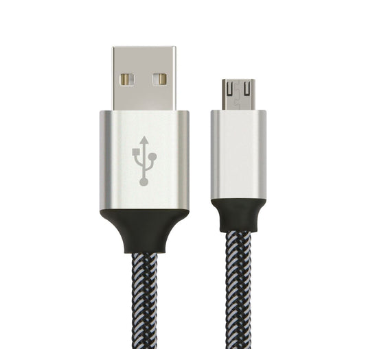 Astrotek Micro USB Data Sync & Charger Cable 1m — Silver/White, For Samsung, HTC, Motorola, Nokia & More