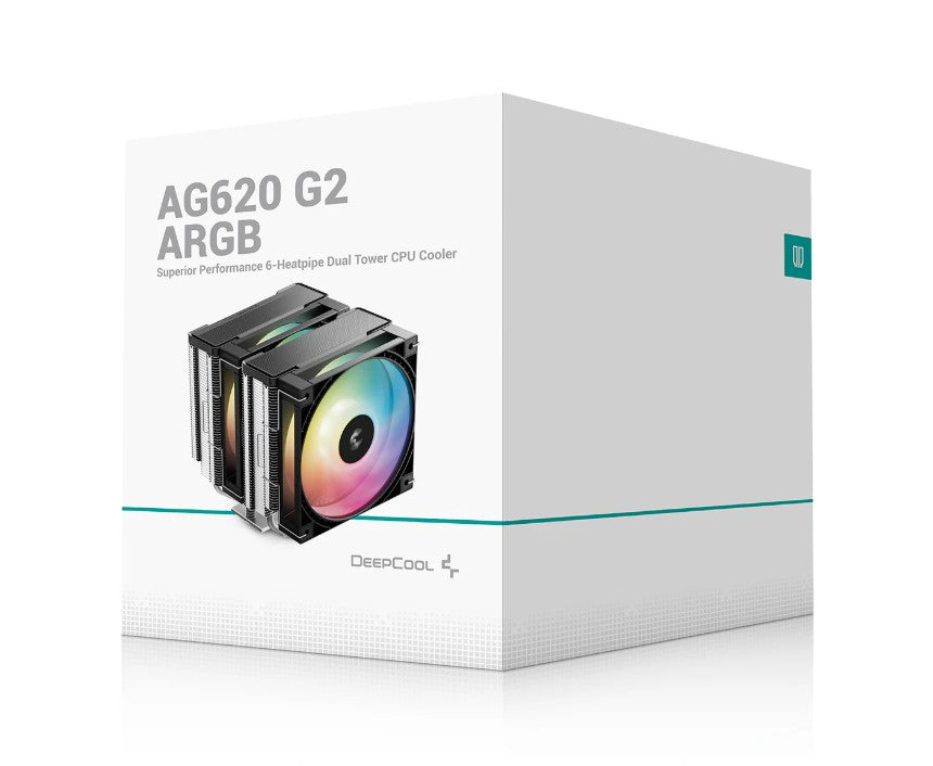 DeepCool AG620 ARGB G2 Dual-Tower CPU Cooler, 2x 120mm Fan, 6 Copper Heat Pipes, Intel LGA2066/2011-v3/2011/1700/1200/1151/1150/1155 AMD AM5/AM4