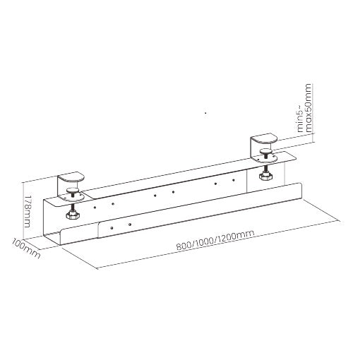 Brateck Extendable Clamp-On Under Desk Cable Tray -- Black