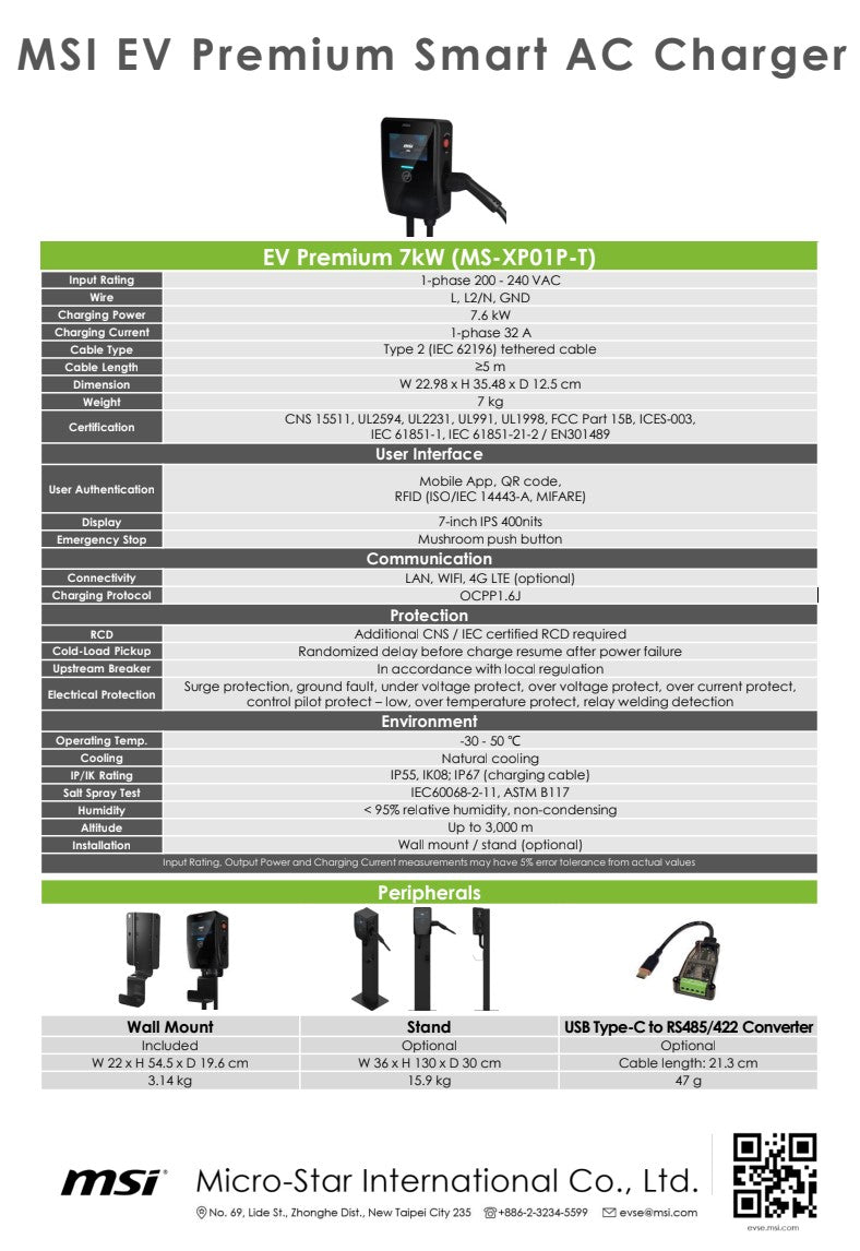 MSI Smart EV Charger EV Premium