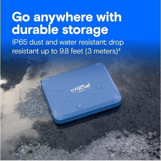 Crucial X10 4TB External Portable SSD ~2100MB/s USB-C Durable Rugged Shock Drop Water Dust Proof for PC MAC PS5 Xbox Android iPad Pro Linux