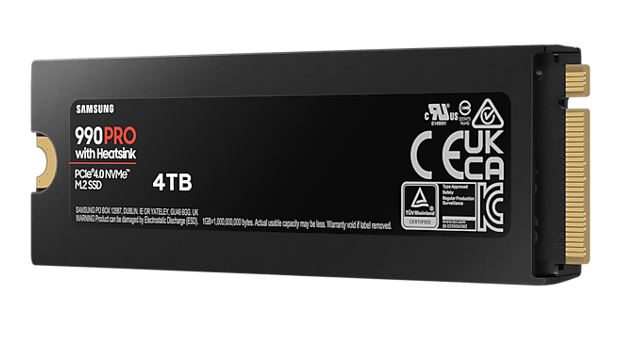 Samsung 990 Pro 4TB with Heatsink Gen4 NVMe SSD 7450MB/s 6900MB/s R/W 1600K/1550