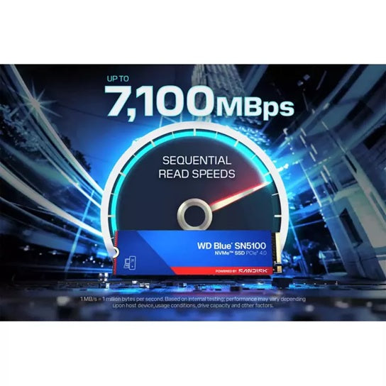 Sandisk WD Blue SN5100 NVMeâ„¢ SSD - 4TB, M.2 2280, PCIe Gen4, Read 6900MB/s, Write 6700MB/s, 900K/1100K IOPS, TBW 1200, 5yr Warranty