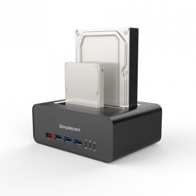 Simplecom SD352 USB 3.0 to Dual SATA Aluminium Docking Station with 3-Port Hub a