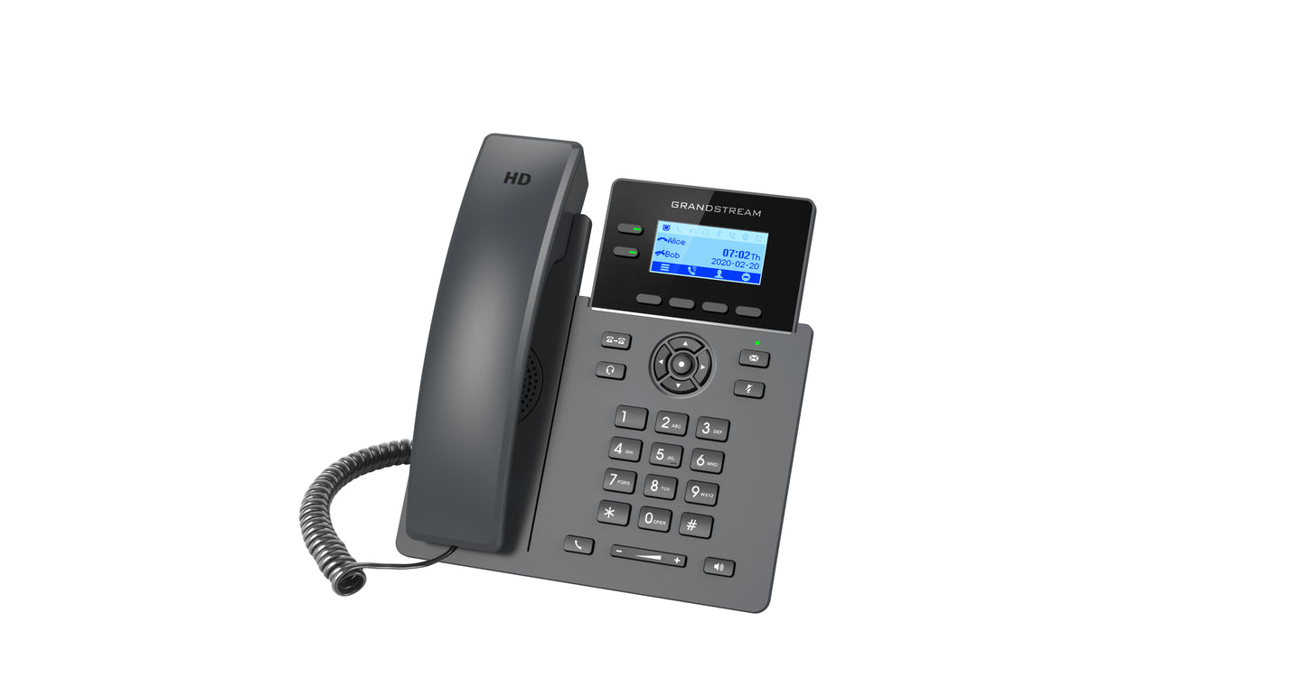 Grandstream GRP2602G Carrier Grade 2 Line IP Phone, 2 SIP Accounts, 2.2' LCD, 132x48 Screen, HD Audio, Powerable Via POE, 5 way Conference, 1Yr Wt