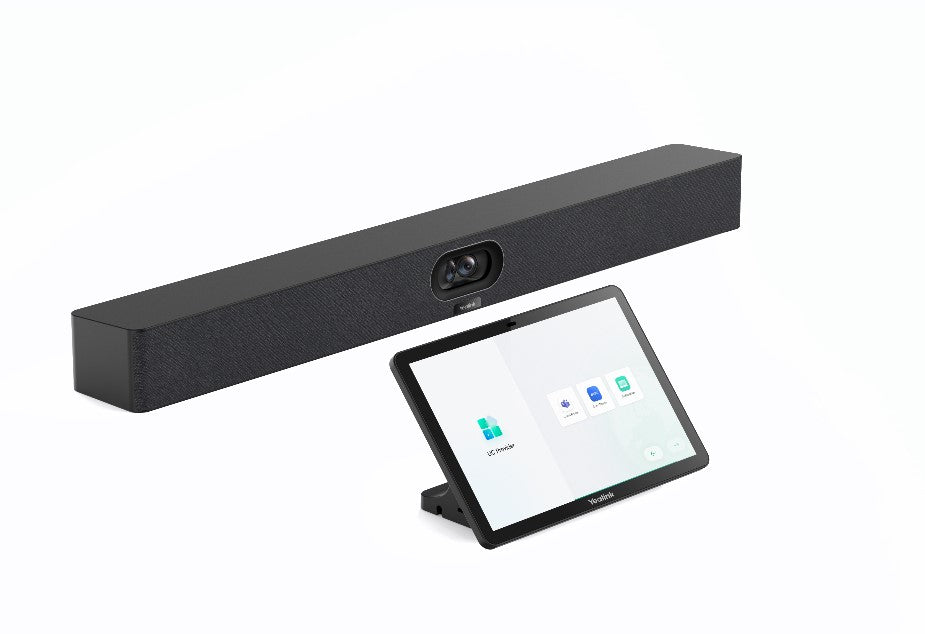 Yealink MeetingBar A40 all-in-one Android video collaboration bar, featuring dual 48MP cameras, CTP25 Touch Console, Microsoft Teams/Zoom integration