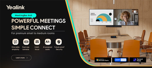 Yealink MeetingBar A40 Microsoft Teams and Zoom Rooms on Android, Small to Medium Room, CTP25 Touch Console with Sharing and BYOD (NO WIRELESS BYOD)