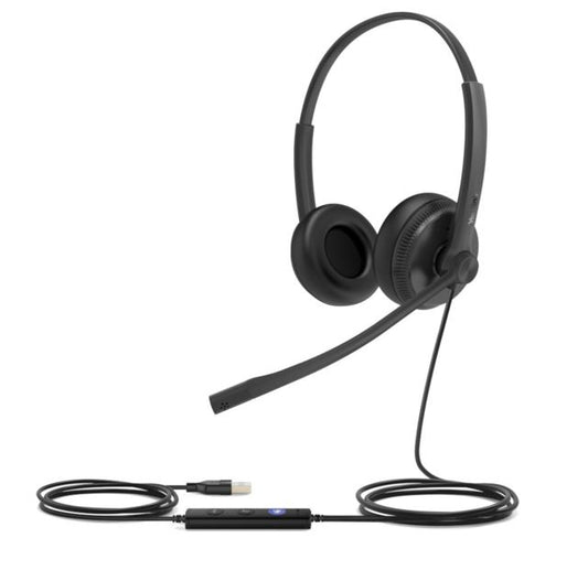 Yealink UH34 Dual Teams USB Headset, Lightweight, All Day Wearing Comfort, Ear Wideband Noise Cancelling Microphone, Leather Ear Cushions, USB-A