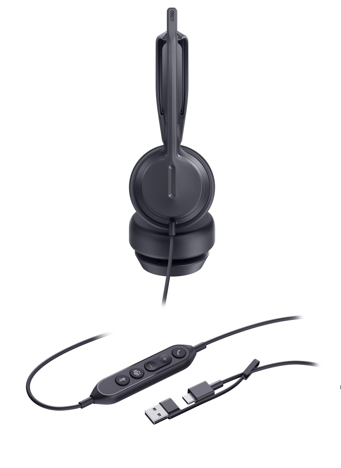 Yealink UH42 Dual Teams USB-C/A Microsoft Certified Teams USB Wired Headset, Noise-Canceling Microphone, Leather Ear Cushions Controller Teams button