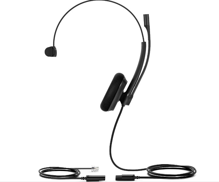 Yealink YHS34 Lite Mono Wired Headset with QD to RJ Port, Wideband Noise-Canceling Headset, Monaural Ear, RJ9, QD Cord, Foamy Ear Cushion