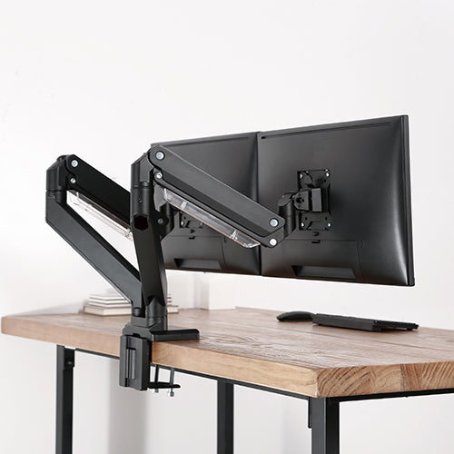 Brateck Dual Monitors Aluminum Heavy-Duty Gas Spring Monitor Arm Fit Most 17β-35β Monitors Up to 15kg per screen VESA 75x75/100x100