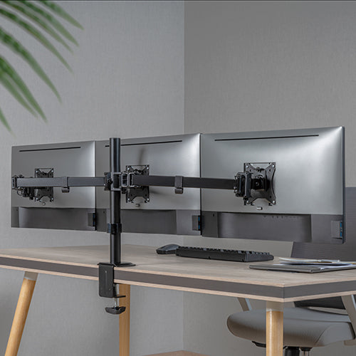 Brateck Triple-Monitor Steel Articulating Monitor Mount Fit Most 17'-27' Monitor Weight Capacity (per screen):7kg, VESA: 75x75,100x100(Black) (LS)