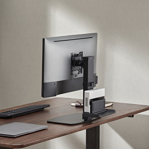 Brateck Vertical Lift Monitor Stand With Thin Client CPU Mount Fit Most 17'-32' Monitor Up to 8KG VESA 75x75,100x100(Black) (LS)