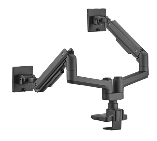 Brateck Fabulous Pole-Mounted Gas Spring Dual Monitor Arm Fit Most 17'-35' Monitors, Up to 20kg per screen VESA 75x75/100x100 Fine Texture Black (LS)