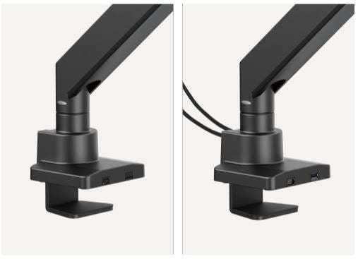 Brateck LDT80-C012UC SUPER HEAVY-DUTY GAS SPRING MONITOR ARM WITH USB-A AND USB-C PORTS For most 17'~57' Monitors, Matte Black(New)