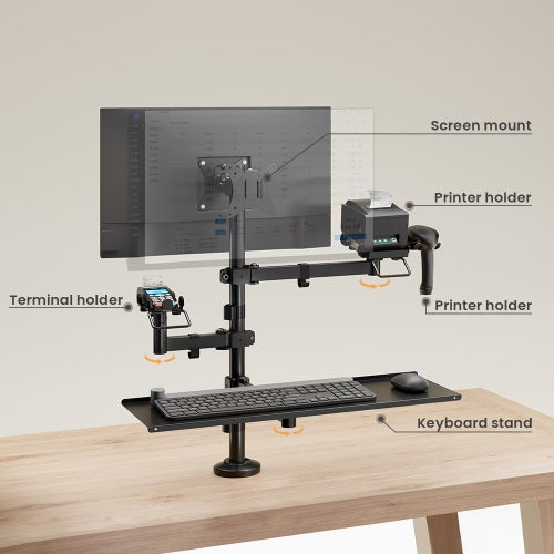 Brateck POS Mounting Solution For Dual Screens (with keyboard tray), Fit Screen Size:17'-32'm, Weight Capacity (per screen): 9kg (LS)
