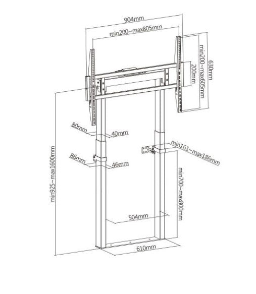 Brateck TTL14-68FR Motorized Wall Mount Stand, Designed for the Heaviest TV Fit Screen Size: 55'-100'up to120kg - Matte Black(LS)