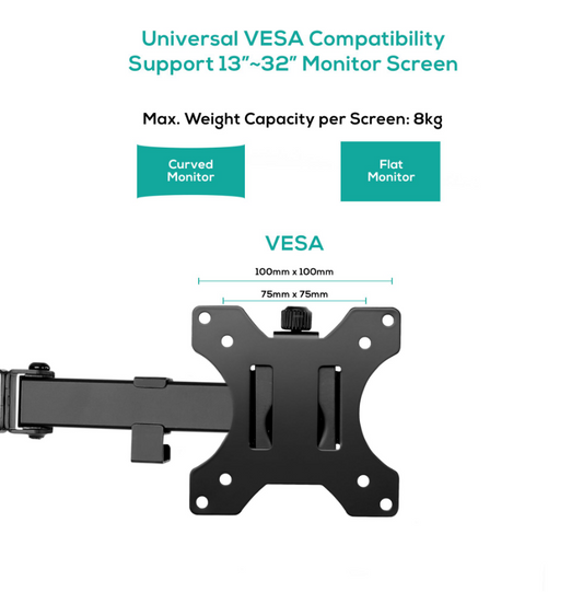 mbeat® activiva Dual-Screen Articulating Monitor Arm with Free-Standing Desktop Base provides the perfect solution for ergonomic comfort and workspace