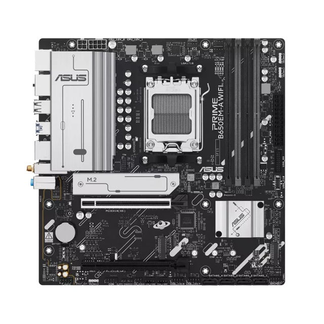 ASUS AMD B650EM PRIME B650EM-A WIFI (AM5) Micro-ATX Motherboard, DDR5, PCIe 5.0 Ready, 3x M.2, Wi-Fi 6, 2.5Gb Ethernet, 2x DP, HDMI, Front USB-C, Aura